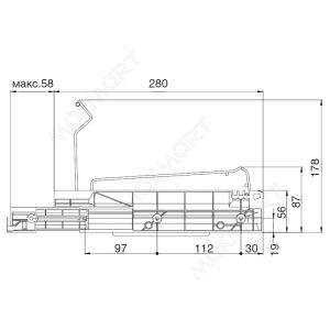Сушка 1-уровневая в базу 700/16, с рамкой, поддон (пластик), отделка серая