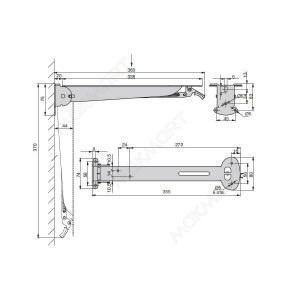 Менсолодержатель складной с фиксатором, L=280мм, отделка коричн, компл 2ШТ