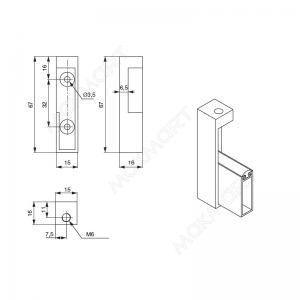 Linear Держатель штанги 10х30 торцевой (левый), отделка под алюминий