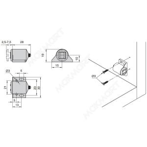 Магнит накладной К6 регулируемый (под шуруп), цвет коричневый