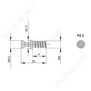 Шток-евровинт 11мм для стяжки эксцентриковой V20 и VG20, отделка цинк