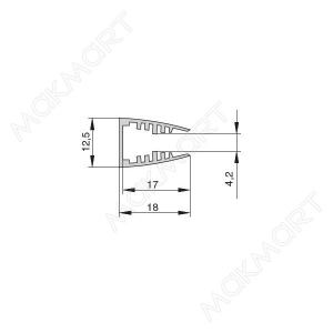 Профиль 1318 для LED подсветки стеклянных полок, L=2000 мм, отделка алюминий