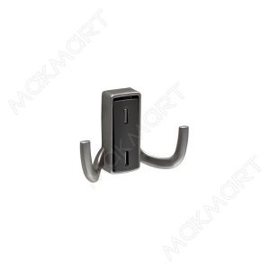 Крючок, отделка графит + сталь шлифованная (малый)