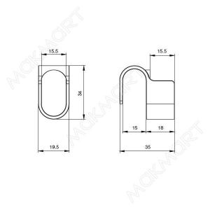 Держатель штанги 15х30 угловой, цвет серый