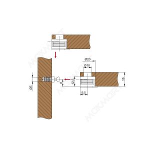 Стяжка эксцентриковая VG20.P для 16 мм ДСП, отделка серая