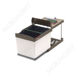 Ведро для мусора (2х16л) выдвижное, пластик серый Ведро для мусора (2х16л) выдвижное, пластик серый