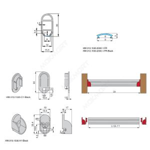 Профиль-штанга 1530 для LED подсветки, L=2000 мм, отделка алюминий (анодировка)