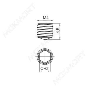 GN150.5 Винт для стяжки конической М4х5 под ключ CH.2, отделка черный