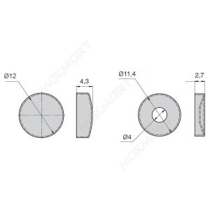 Декоративная крышечка d.12мм (с базой для шурупа), отделка латунь