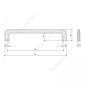 Ручка-скоба 160мм, отделка черный матовый