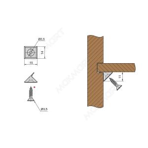 7757/680 Уголок для крепления задней стенки, цвет белый