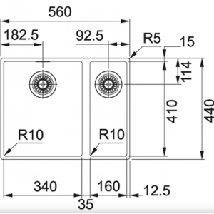 FRANKE 144.0603.821 Мойка SID 160 серый, 560*440мм, 2-чаш., Tectonite, врезн.