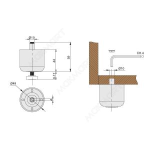Ножка опорная H.44 регулируемая, цвет черный