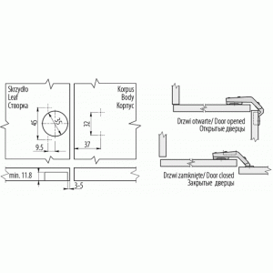 Петля накладная GTV 135 градусов карусельная с планкой H-2, 45мм ZP-KT135H2BE