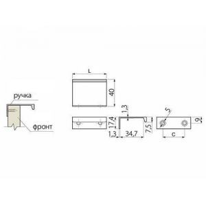Ручка мебельная алюминиевая HEXI 192мм/225мм, алюминий