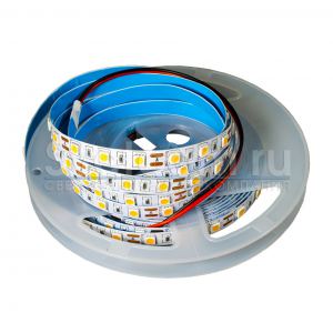 04.800.00.066 Лента M1, 2835 IP20 60LED/м 4000-4500К, 12В,4,8Вт/м, 550Лм/м CRI>80, 5м*8мм, провод 2*0,35мм2 L=25см с двух сторон