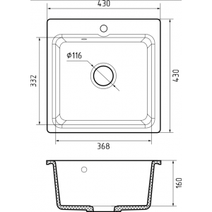 GRANFEST Мойка SMART 430 1-чаша 432*432мм белый арт.GF-SM-430 белый