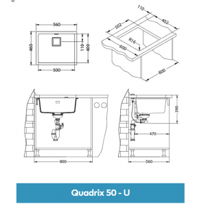 Мойка ALVEUS GRANITAL+ QUADRIX 50 PEBBLE-G02M 560х460х200 с сифоном