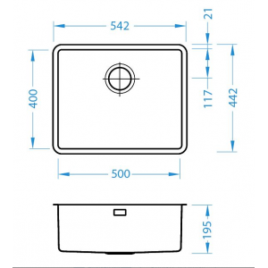 Мойка KOMBINO 50 SAT-90 500х400х195 в комплекте с сифоном