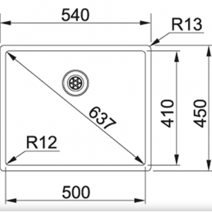 FRANKE 127.0453.656 Мойка BXX 210/110-50 нерж, 540*450мм, квадр., нерж., врезн.
