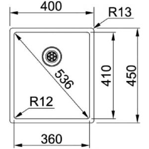 127.0678.818 Мойка  BXX 210-36 400x450 mm, чаша 360x410x200mm R 12 мм,  универс. монт монтаж сверху,