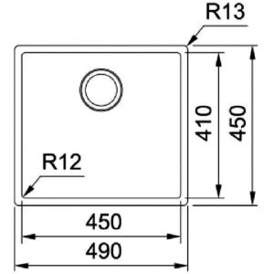 127.0679.183 Мойка BXX 210  490x450 mm, чаша 450x410х200  R 12 мм, универс. монтаж