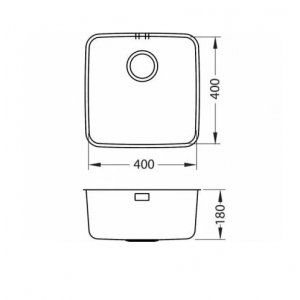 Мойка LUNO 30 SAT 90 FI 400X400 в комплекте с сифоном 1130550