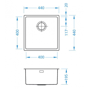 Мойка KOMBINO 30 SAT-90 400X400X195 в комплекте с сифоном 1130550