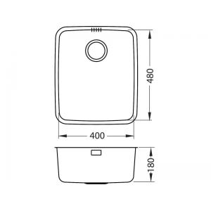 Мойка LUNO 40 SAT 90 FI 480x400 в комплекте с сифоном 1130550