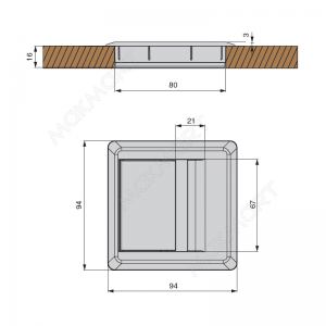 Заглушка кабель-канал 94x94мм (d.80мм), цвет антрацит Заглушка кабель-канал 94x94мм (d.80мм), цвет антрацит