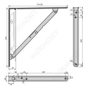Менсолодержатель складной, L=300мм, отделка коричневый, комплект 2 штуки