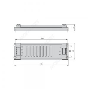 Источник питания 60Вт, 90-264В/12В, IP20, 170*53*21мм Источник питания 60Вт, 90-264В/12В, IP20, 170*53*21мм