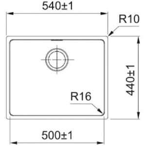 FRANKE 127.0688.782 Мойка FEX 210-50 нерж, 500*400, квадр., нерж., универс.