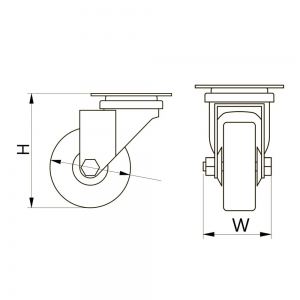 Колесо мебельное GREYROLL, d-50мм, серое, без стопора KM-GREYROLL-50MM-BH