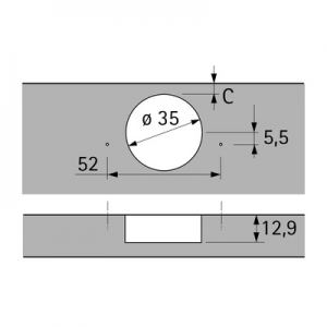 Петля Sensys 8675, угол 110°, чашка TH52, D35, на среднюю стенку (B 3)