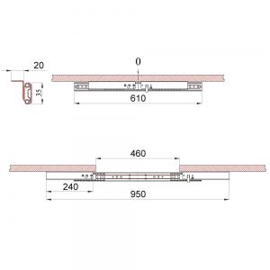 35/ 610 SB (L) Механизм шариковый для раздвижных столов 35/ 610 SB (L) Механизм шариковый для раздвижных столов