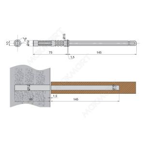 Менсолодержатель скрытый, L=145мм, d=10мм, отделка коричневая