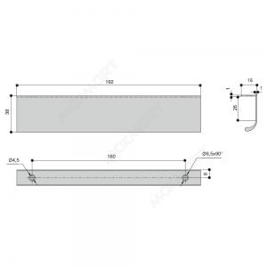 Ручка-профиль накладная L.192мм, отделка черный шлифованный (анодировка)