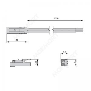 Провод соединительный 2x0.50mm2,12V, max. 5А, 2000 мм с коннектором L813