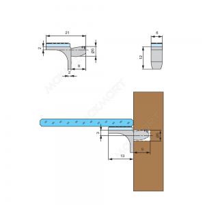 MV64.ZNL00CV05 Полкодержатель для стекла, отделка никель/транспарент
