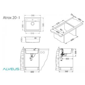 Мойка ALVEUS GRANITAL ATROX 30 BEIGE - G55 590 X  500  1X в комплекте с сифоном 1132823