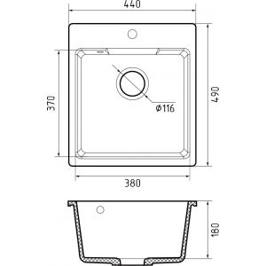 GRANFEST Мойка URBAN 644 1-чаша 440*490 мм темно-серый арт.GF-UR-644  темно-серый