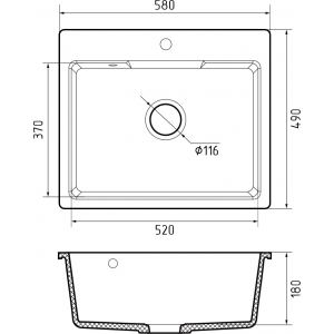 GRANFEST Мойка URBAN 658  1-чаша 580*490мм темно-серый арт.GF-UR-658 темно-серый
