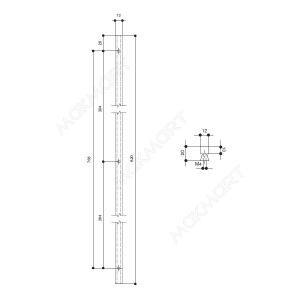 Ручка накладная Fort L.820мм, отделка черный матовый (покраска)