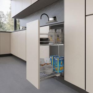 Сетка в базу 300 выдвижная с доводчиком, отделка хром