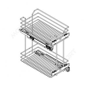 Сетка в базу 300 выдвижная с доводчиком, отделка хром Сетка в базу 300 выдвижная с доводчиком, отделка хром