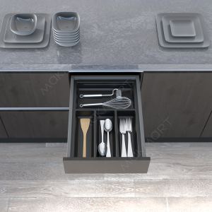 Ёмкость в базу 400 (473х326) для столовых приборов, цвет черный матовый Ёмкость в базу 400 (473х326) для столовых приборов, цвет черный матовый