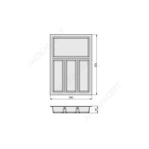 Ёмкость в базу 400 (473х326) для столовых приборов, цвет черный матовый Ёмкость в базу 400 (473х326) для столовых приборов, цвет черный матовый