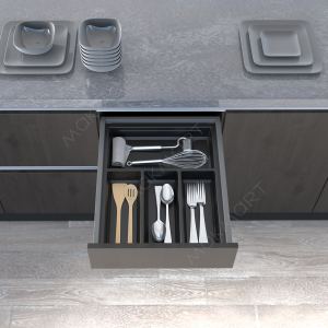 Ёмкость в базу 450 (473х376) для столовых приборов, цвет черный матовый Ёмкость в базу 450 (473х376) для столовых приборов, цвет черный матовый