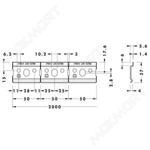 Профиль для навески полок оцинкованный, L.2000 мм  1,4 мм толщина